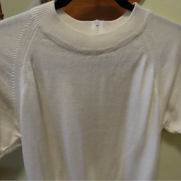 Hampshire Studios Cream Mock Turtleneck Short Sleeve Sweater - Picture 2 of 7